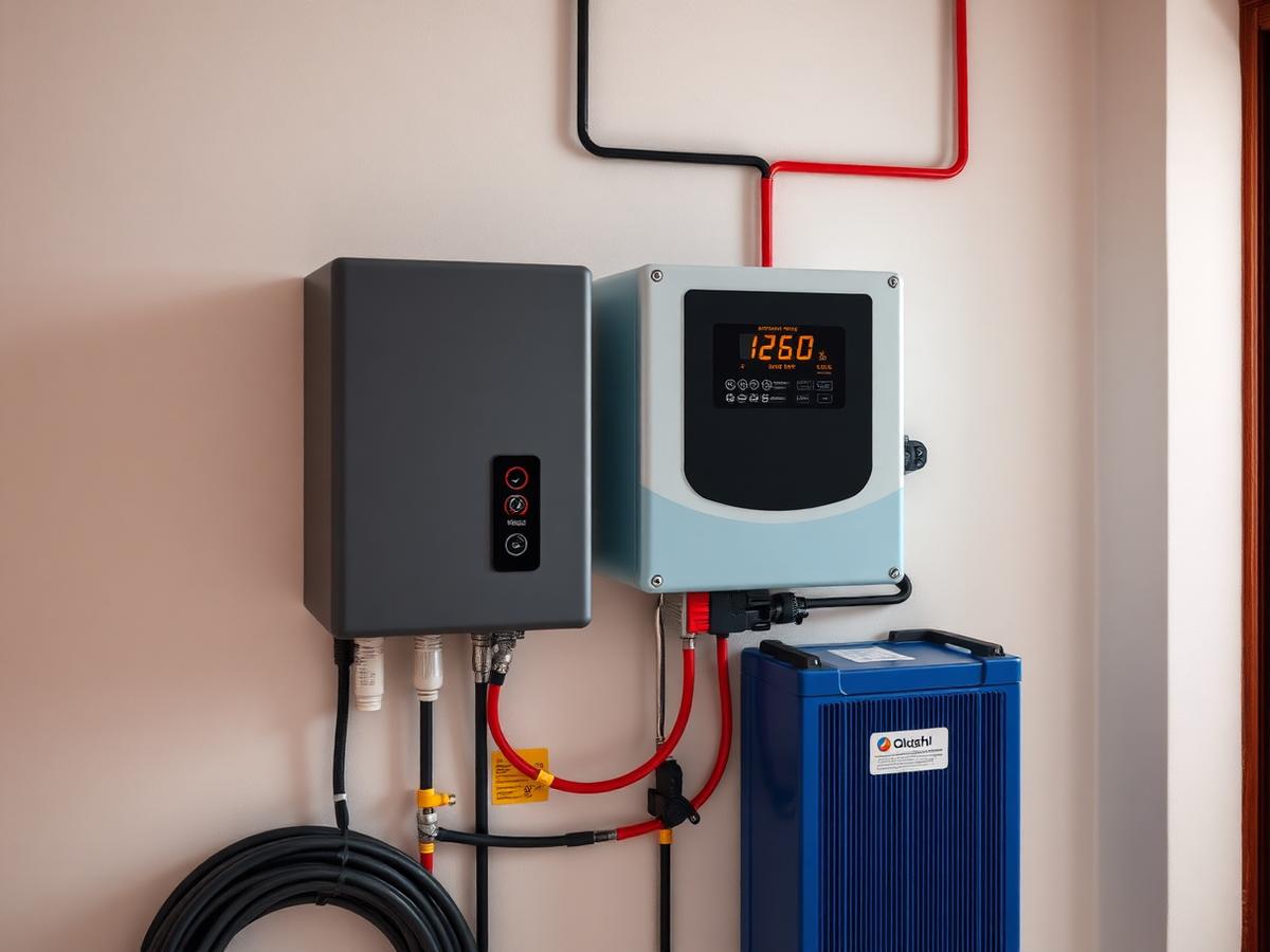 Hybrid solar inverter and battery setup